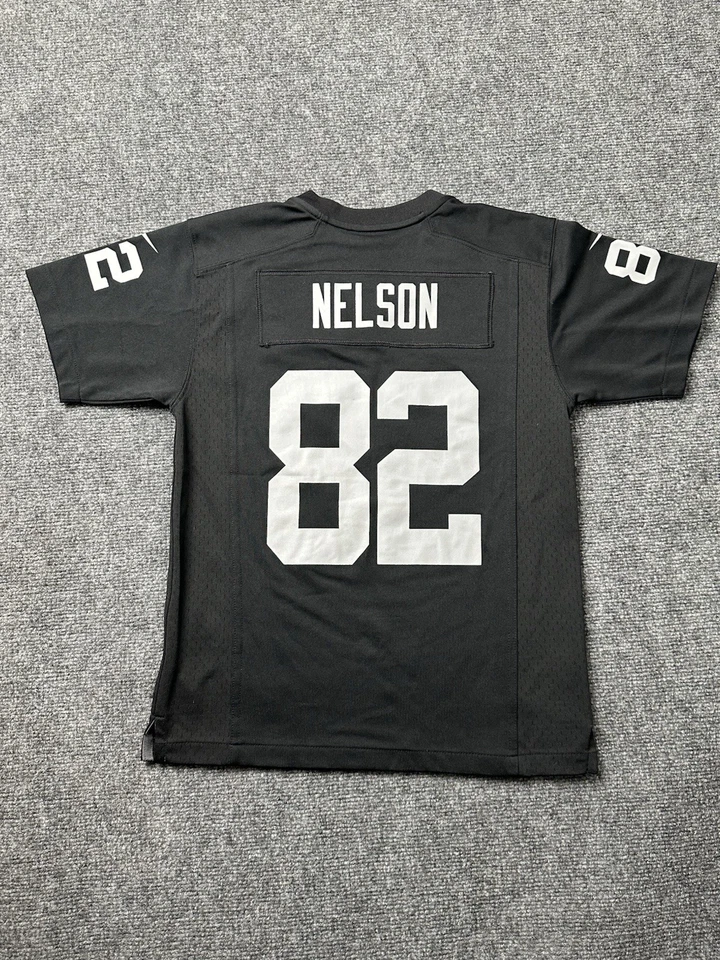 年轻球衣 Nike Raiders Jordy Nelson #82 黑色青少年 M 10-12 岁,M 码 — 第 1/4 张图片