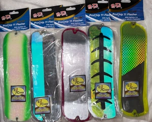 FIVE ProChip E-Chip PC 11 Flashers Agitator Fin Salmon Fishing Trolling  F13 - Picture 1 of 10