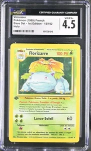 1999 Pokémon French 1st Edition Base Set Venusaur Florizarre CGC 4.5 - Picture 1 of 2