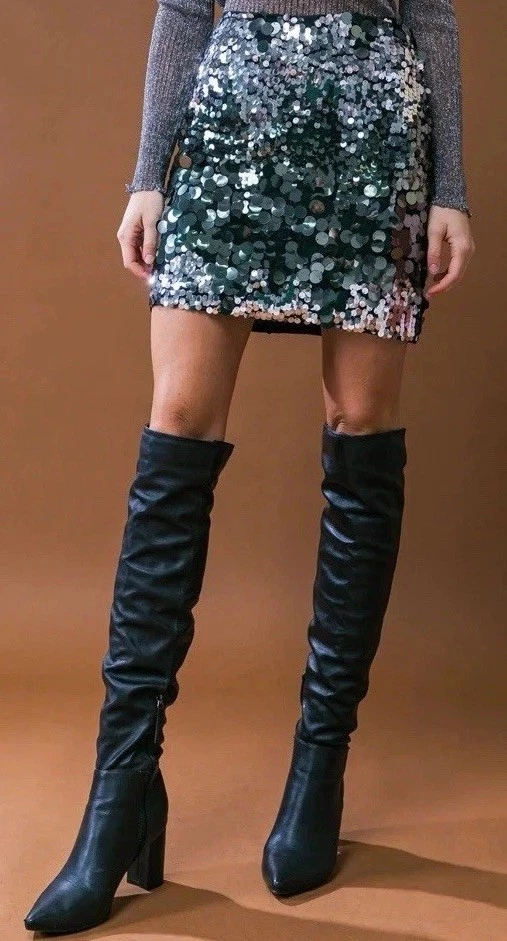 Minifalda Flying Tomato astilla lentejuelas pieza llamativa glamour festivo brillante talla L Foto 1 de 4