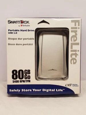 External Portable Hard DRIVE USB Verbatim SmartDisk FireLite 80GB USBFLB80  - Image 1 of 4