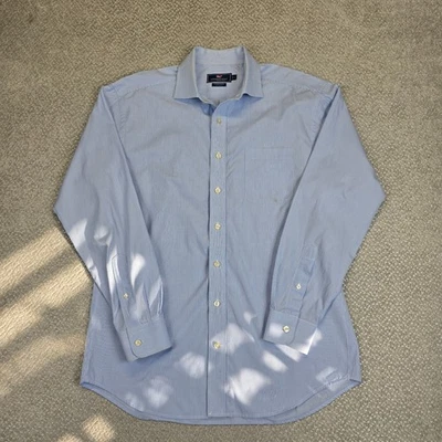 VINEYARD VINES Cooper Dress Shirt Blue Stripe 100% Cotton Men Size Large - Image 1 of 4