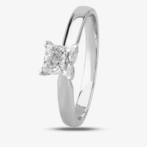 Anillo solitario en forma de V de diamantes de 0,70 quilates talla princesa platino colección 1888... - Imagen 1 de 2