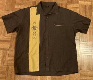 Steady Classics Shirt Men XXL Brown Stripes Bowling Lounge Retro USA Made - Picture 1 of 9