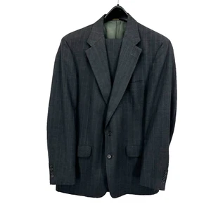 John Weitz Vintage Mens Single Breasted Two Piece Suit 44 Regular Gray Stripe - Picture 1 of 15