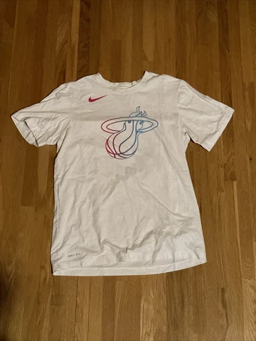 Nike Dri-Fit White Miami Heat Vice Earned Edition Essential T-Shirt Men's Small Cover