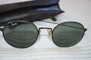 Ray Ban Black Round Metal Unisex Sunglasses with Case - Picture 1 of 9