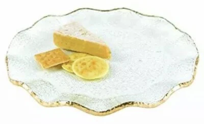 Plato de vidrio Badash Goldedge o placa de cargador 13" hoja de oro decorada a mano nuevo Foto 1 de 3