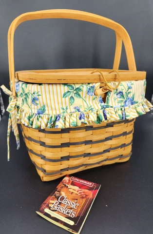 Longaberger 1996 Hostess Sweetheart Blue Remembrance Basket+Liner+Protector EUC Cover