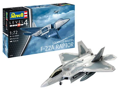 Lockheed Martin F-22A Raptor Fighter 1:72 Plastic Model Kit REVELL - Immagine 1 di 4