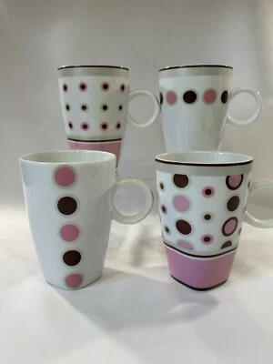Maxwell & Williams Pink & Grey Deco Dot Coffee Mug Set Of Four Boxed - Image 1 of 4