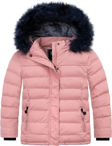 Girls' Puffer Jacket Soft Fleece Lined Warm Hooded Winter Coat - Picture 1 of 12