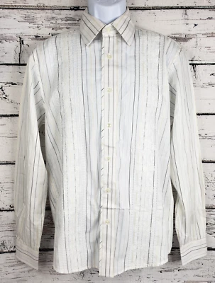 Marc Ecko Cut & Sew Long Sleeve Stripped Embroidered Button Down Size Large NEW - Image 1 of 4