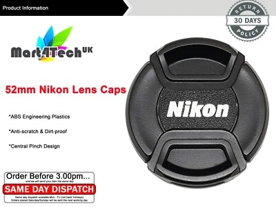Camera Front Lens Cap Cover 52mm For Nikon as LC-52 UK seller - Image 1 of 4