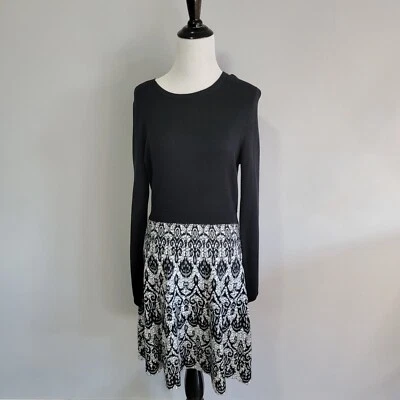 Cynthia Rowley Womens Black White Printed Sweater Dress Size Medium - Image 1 of 4