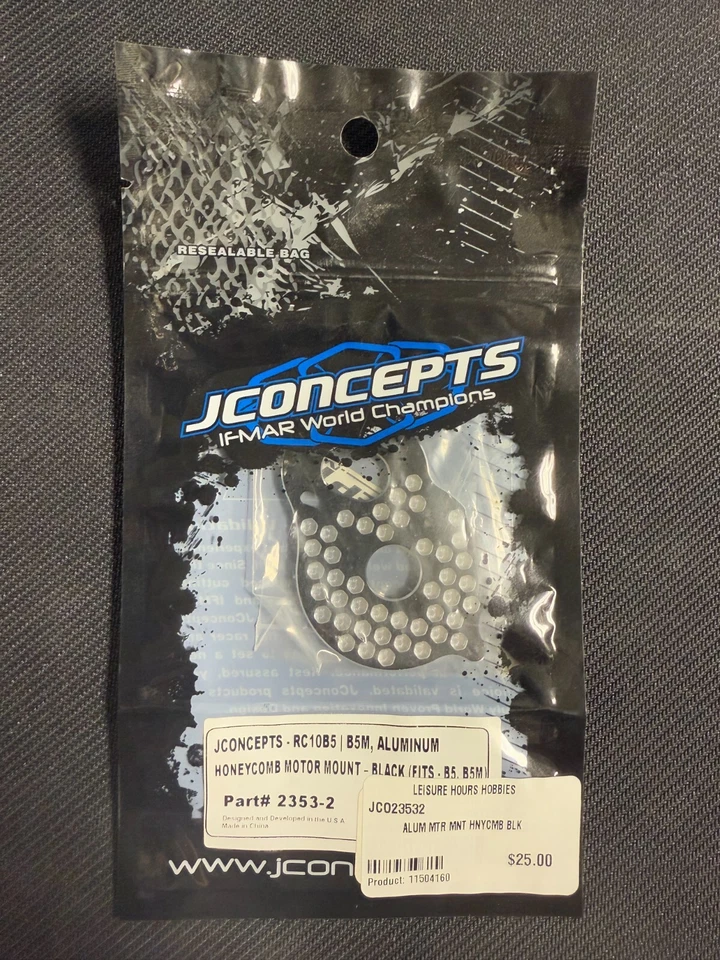 JCONCEPTS-RC10B5/M-ALUMINUM HONEYCOMB MOTOR MOUNT-BLACK - Image 1 of 1
