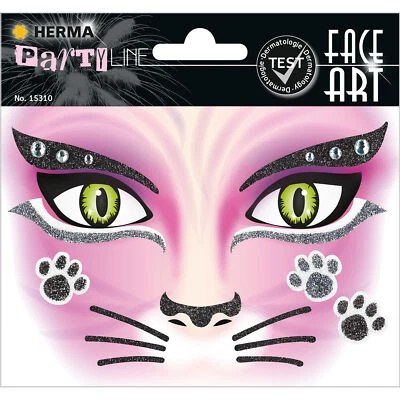 HERMA Gesichtstattoo Gesicht Sticker Aufkleber Katze Pink Cat Fasching Karneval neu