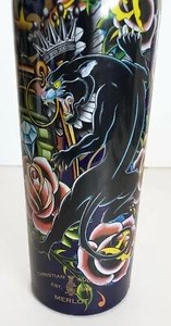 RARE CHRISTIAN AUDIGIER ED HARDY GRAPHIC ART "BLACK PANTHER" 12” GLASS BOTTLE - Picture 1 of 4