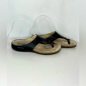 Mephisto Agacia Sandals Comfort Leather Flip Flops Thongs Black Bohemian Sz 37 - Picture 1 of 13