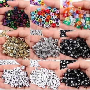 200 Alphabet Letter Mixed Color cube beads For Jewellery Making Xmas Gift