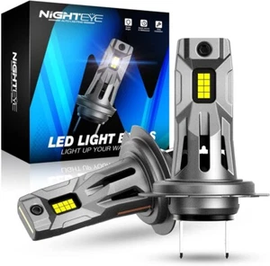 NIGHTEYE H7 LED Headlight Bulb 60W 12000LM 6500K White IP68 Pack of 2 - Picture 1 of 14