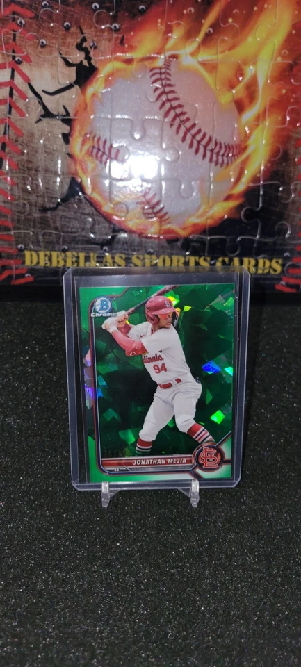 2022 BOWMAN CHROME DRAFT SAPPHIRE GREEN #BDC-186 JONATHAN MEJIA CARDINALS /50 - Image 1 of 2