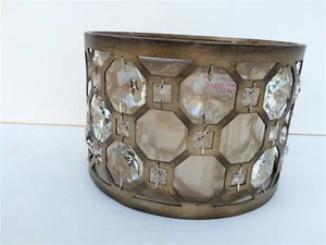 Weathered Bronze Round Metal Crystal Silk Pendant Lite 10" Lumenno Berlin $565 - Picture 1 of 5