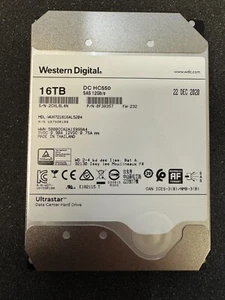 WD Ultrastar DC HC550 16TB 7.2K SAS 12G 3.5" Internal HDD WUH721816AL5204 [NEW] - Afbeelding 1 van 1