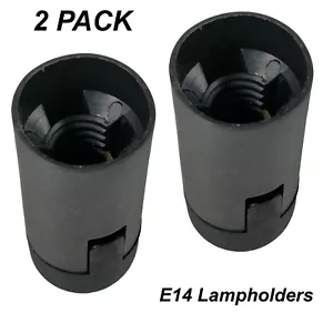 2 x E14 Lampholders Light Globe Bulb Sockets 240V Black - Picture 1 of 5