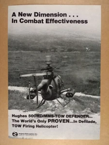 Helicóptero Hughes MD 500 MMS-TOW Defender 1982 anuncio impreso de colección - Imagen 1 de 1