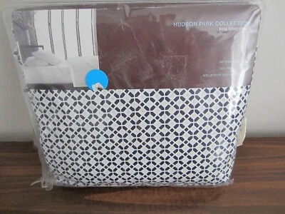Hudson Park FITTED Sheet BLUE GREY WHITE Tiles KING PIMA COTTON 500 TC NEW - Image 1 of 4