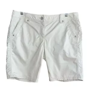 Ann Taylor Khaki Bermuda Shorts Womens 14 Zip Back Pockets Casual Summer - Picture 1 of 10