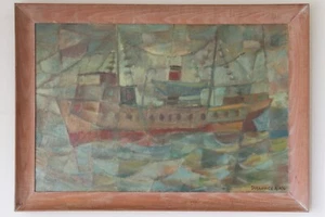 Jesse Dorrance Kiser Mid Century Cubist Nautical Maritime Ship Boat Oil Painting - Picture 1 of 10