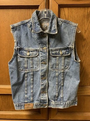 Vintage 80's PS Gitano Size Medium Light Blue Women's Denim Jean Jacket Vest Foto 1 de 4