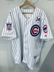 Kris Bryant #17 Chicago Cubs Pinstriped MAJESTIC Jersey 52 Mens XXL Banks Patch - Picture 1 of 7