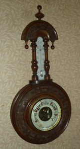 Antique carved oak barometer for spares
