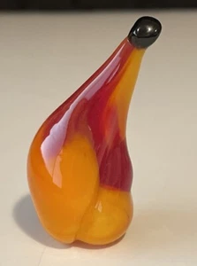 Vintage Pear/Pepper Fruit Red Orange Glass Miniature Figurine 1.75” Tall Unique - Picture 1 of 7