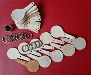 24 LLAVERO LLAVERO en blanco de cuero vegetal curtido natural + 24 anillos divididos herramientas en relieve - Imagen 1 de 7