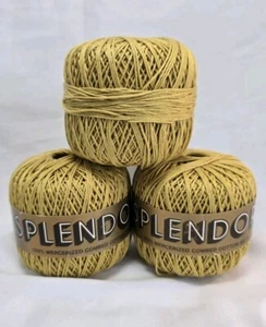 3 Splendore 100% Mercerized Combed Cotton Cable Six Ply Italy 456 Yds Gold Tan  - Picture 1 of 9