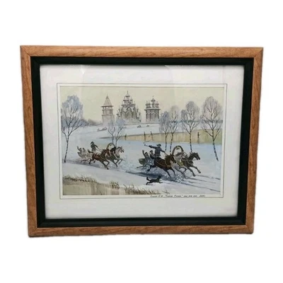 Pintura en acuarela rusa rara: Troikas Kizhi; firmada: Yu. M. Kanoev; 2005 Foto 1 de 4