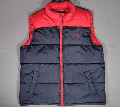 U.S. Polo Assn. Puffer Vest Red Blue Mens Size XXL  - Image 1 of 4