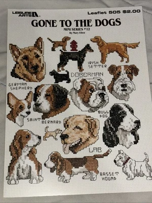 Leisure Arts Gone To The Dogs Mini Series 12 Leaflet 505 Cross Stitch - Image 1 of 2