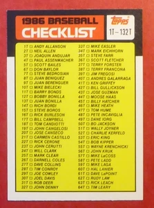 1986 Topps Traded Checklist #132T NM - Picture 1 of 2