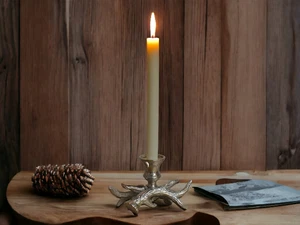 Rustic Silver Antler Candlestick Holder Stag Deer Elegant Country Home Decor - Picture 1 of 3
