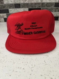 Cappello camionista vintage 1987 Albany’s World Championship legno carnevale Oregon raro - Foto 1 di 14