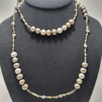 Collar de perlas grises de pájaro peyote con cuentas broche de plata de ley hallazgos 32 pulgadas Foto 1 de 4