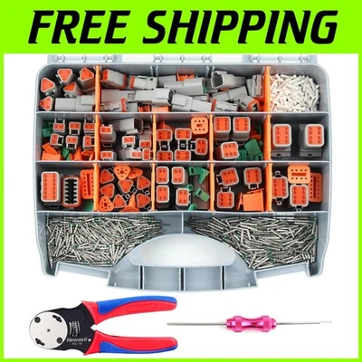 338-Piece Deutsch Connector Kit with Crimper & Pin Removal Tool - 2 to 12 Pin - Image 1 of 4