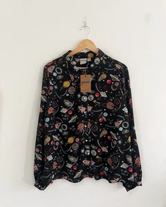 Joanie Retro Space Print Blouse Size UK18 BNWT - Picture 1 of 4