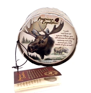 Vintage Absorbent Stone Coasters Set Of 4 American Expedition Moose Wild Animals - Picture 1 of 3