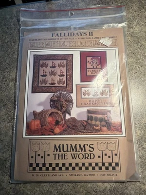 Fallidays 2 Quilt Pattern Mumm's the Word Thanksgiving Wall Hangings Vtg 1991 - Image 1 of 4